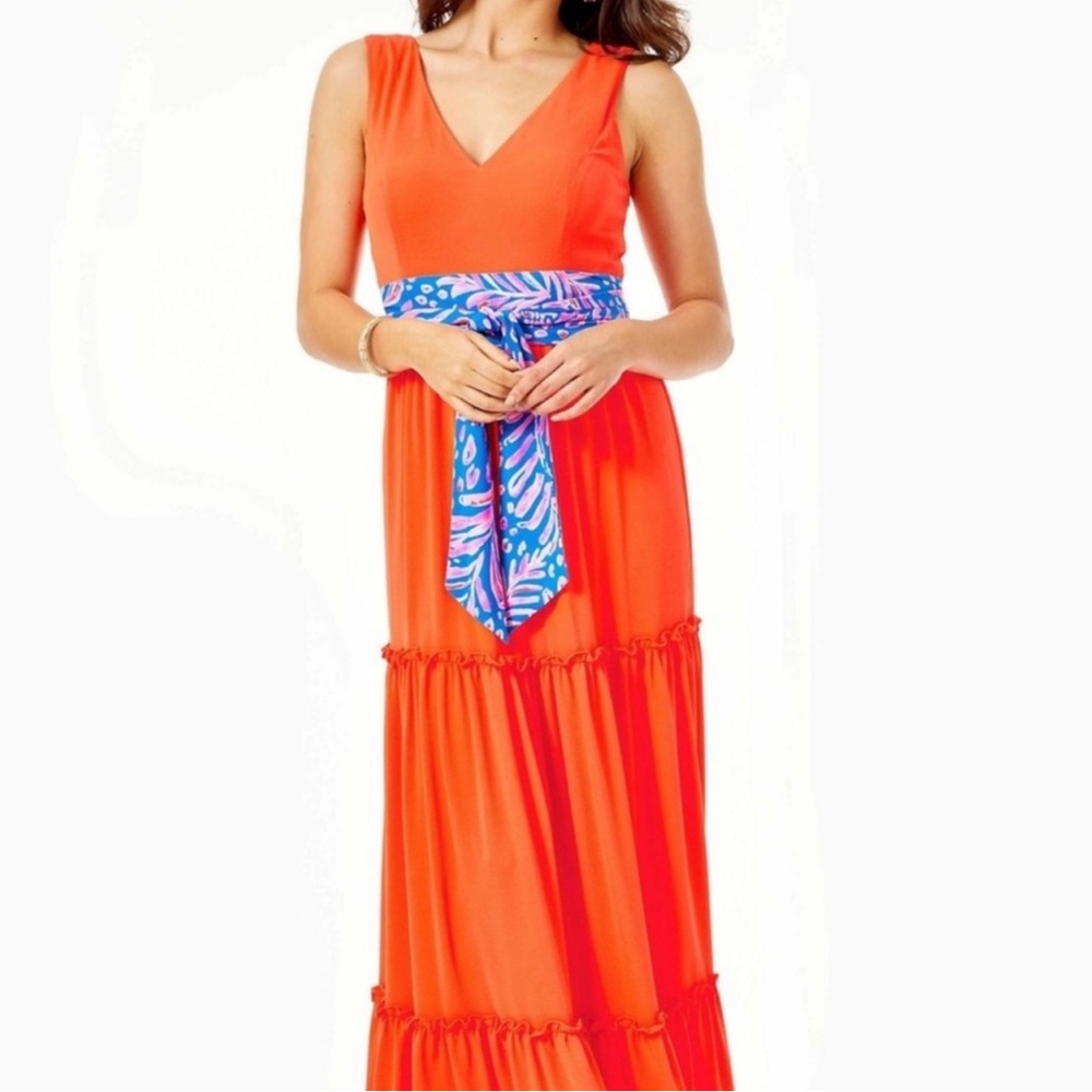 Lilly Pulitzer Violetta Maxi Dress In Picante Coral